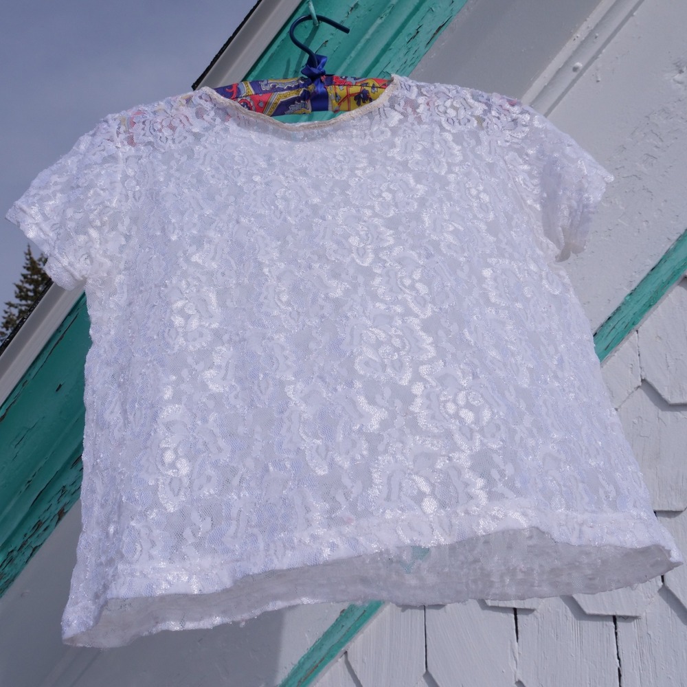 Vintage 90s stretchy semisheer lace mesh T-shirt